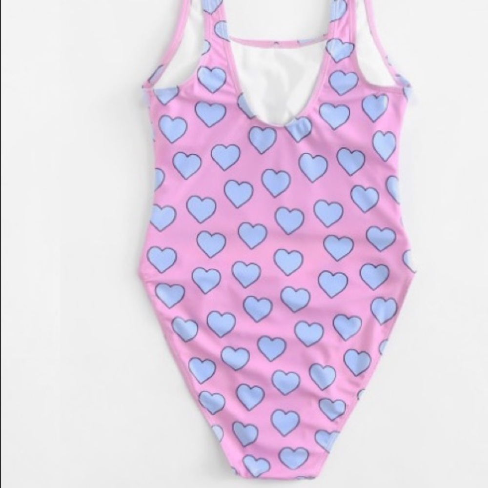 Heart Print Cut Out Swimsuit - Picture 4 of 9
